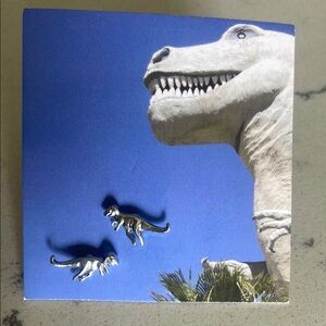 Silver Dinosaur Reptile Earrings
